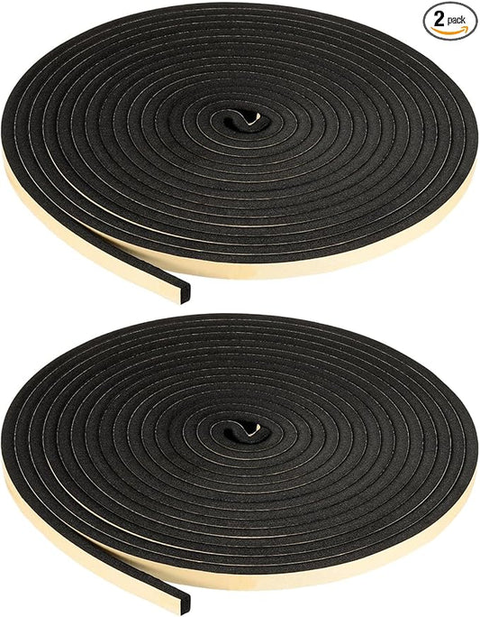 PATIKIL Foam Insulation Tape, 2Pcs 5/8" W x 3/8" t x 32.8FT Self Adhesive Weather Stripping Door Seal Strip for Door Window Air Conditioning, Black