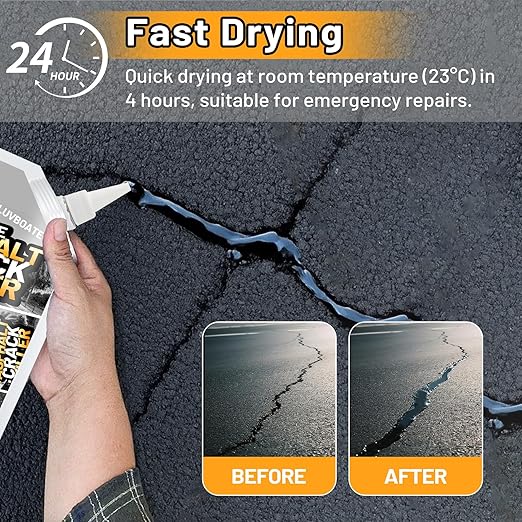 Asphalt Crack Filler, 9LB High Elasticity Asphalt Driveway Crack Filler, Self Leveling Waterproof Repair Sealant for Walkway, Road, Blacktop Concrete Joint, Indoor & Outdoor - Black (148.2oz)