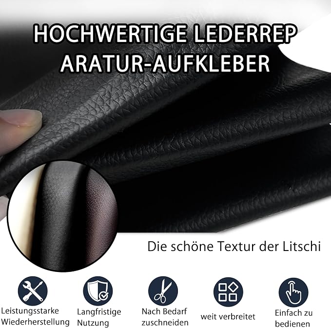 Leather Repair Tape,3.9 x 63 Inches Self Adhesive Leather Repair Patch,Vinyl Repair Kit for Furniture,Couches,Car Seats,Sofas,Office Chairs,Black