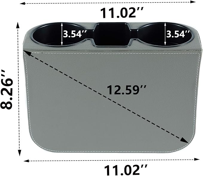 IOKONE Coin Side Pocket Console Side Pocket Leather Cover Car Cup Holder Auto Front Seat Organizer Cell Mobile Phone Holder (Gray)