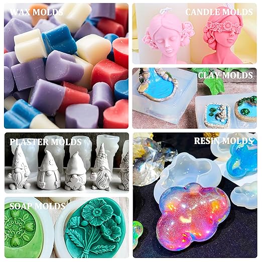 ﻿Silicone Mold Making Kit - 46oz Translucent Liquid Silicone Rubber 1:1 Mixing for Mold Making, Fast Curing Molding Casting Kit for Resin, Candle Molds, Soap Molds, DIY, Includes 3 Color Pigments