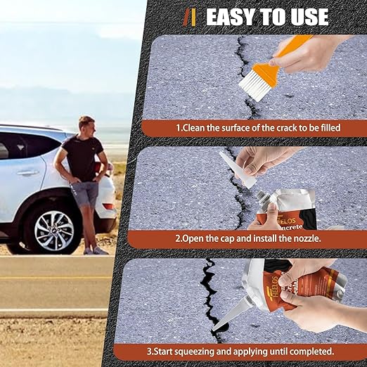 Asphalt Crack Filler 4Pack, High Elasticity Driveway Crack Filler,Self Leveling Waterproof Asphalt Crack Sealant Repair Sealer for Blacktop Concrete Cement Driveway,Walkway, Road,Patio(Black)