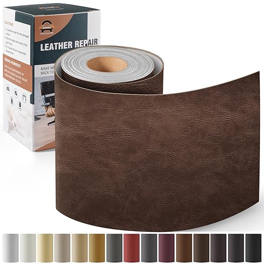 OAZ Leather Repair Kit for Furniture 4"x 63" Leather Tape Repair Patch Self Adhesive Sofa Vinyl Repair Patch Kit for Car Seat,Couch,Boat Seat,Chair - Classic Coffee