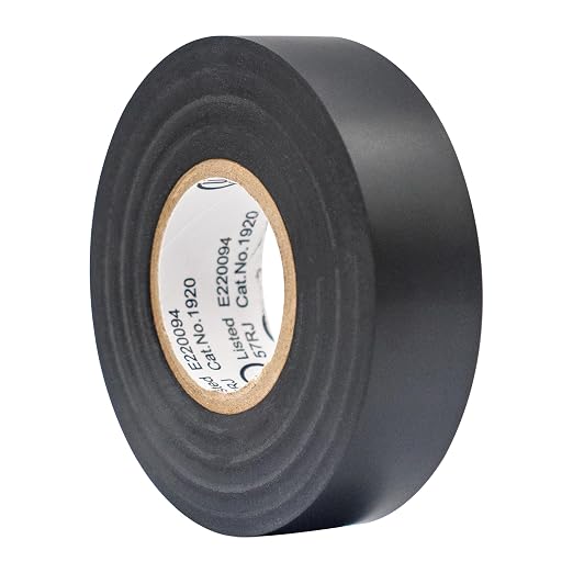 TradeGear Black 1 Pack - UL Listed Colored Electrical Tape, 60 ft x 3/4 in, 600V, Flame Retardant, Waterproof, Rubber Adhesive - Phase Marking, Wire ID, Automotive