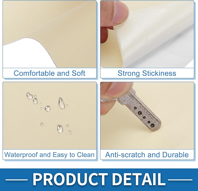 Self Adhesive Leather Repair Patch Strong Stickiness 60"x16" Leather Repair Tape PU Leather Beige White 1 Pcs