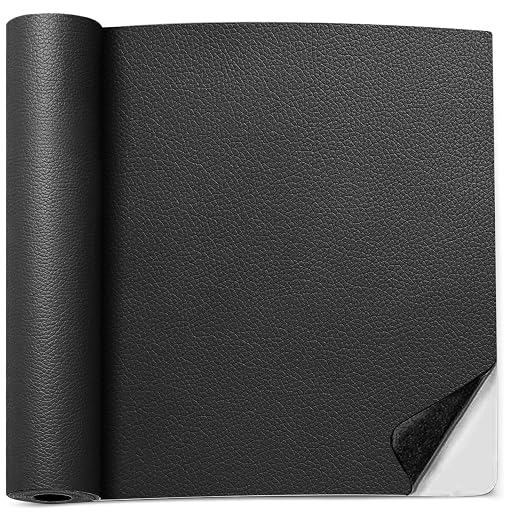 16 X 40 inch Self Adhesive Leather Repair Patch, Black Leather Repair Tape for Furniture, Adhesive Leather Patch for Car Seat Repair, Leather Repair Kit for Couch (Black)