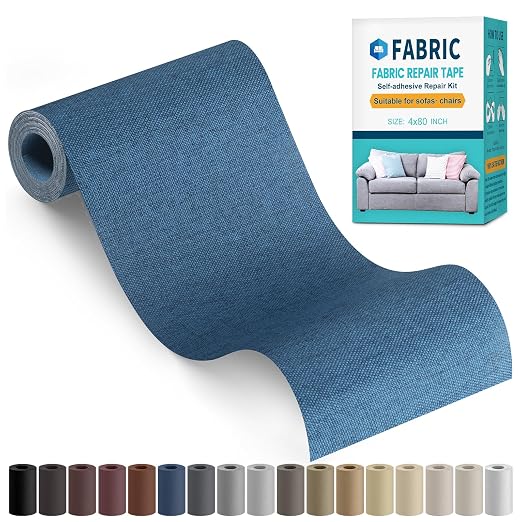 Fabric Repair Tape, Self-Adhesive Couch Patch Repair Fabric Patches for Furniture, Couch Repairing Kit Tape for Upholstery, Carpets, Chairs, Sofas, Pillows Linen 4x80 Inch Navy Blue