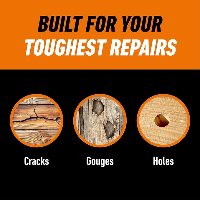 Gorilla All Purpose Wood Filler, Natural Color, 6 Ounce Tube (Pack of 6) - Water Resistant for Indoor or Outdoor Projects and Repairs