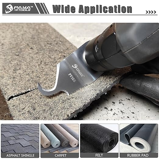 Multitool Saw Blades, Oscillating Multi Tool Hook Knife Blade for Cutting Roofing Shingles, PVC Carpet,Cardboard and Other Soft Materials (3-Pack)