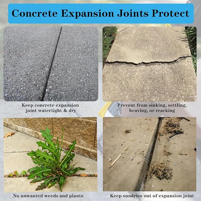 Concrete Expansion Joint Filler, 3/4'' Expansion Joint Repair Replacement, Concrete Crack Repair, Backer Rod, Flexible Foam Rubber Seal, Rubber Strip for Sidewalk, Driveway, Walkway, Doors, Windows