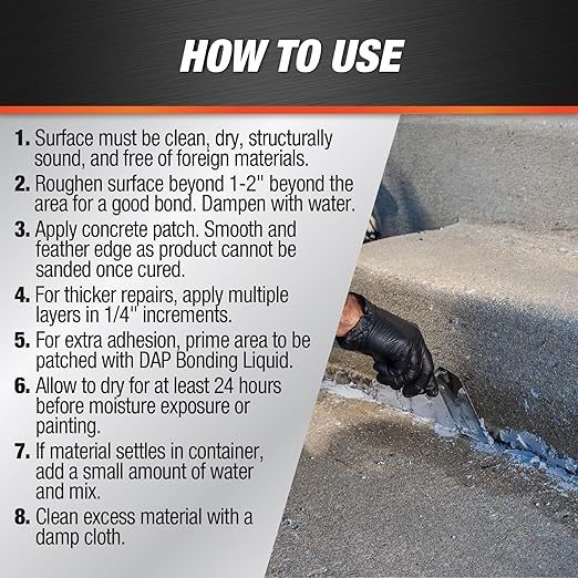 DAP Concrete and Mortar Repair, Gray, 32 oz (7079834611)