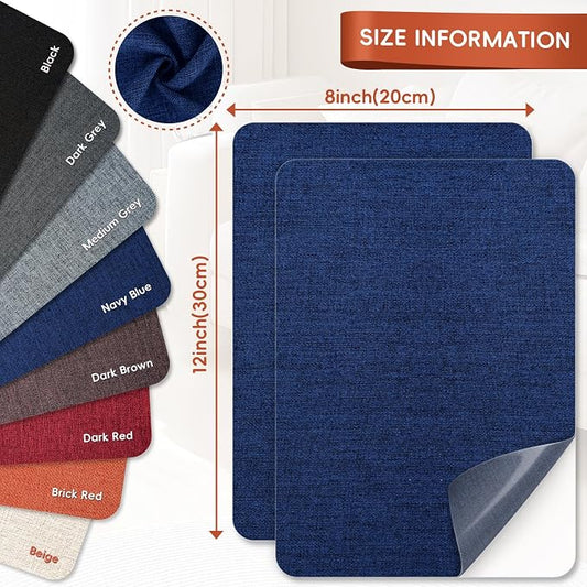 Linen Fabric Repair Tape 2 Pcs 8x12 Inch, Self Adhesive Couch Patch Repair Fabric Tape for Furniture, Linen Patch Kit for Couch, Carpet, Upholstery, Chair, Sofa, Cushion, Bag (Navy Blue)