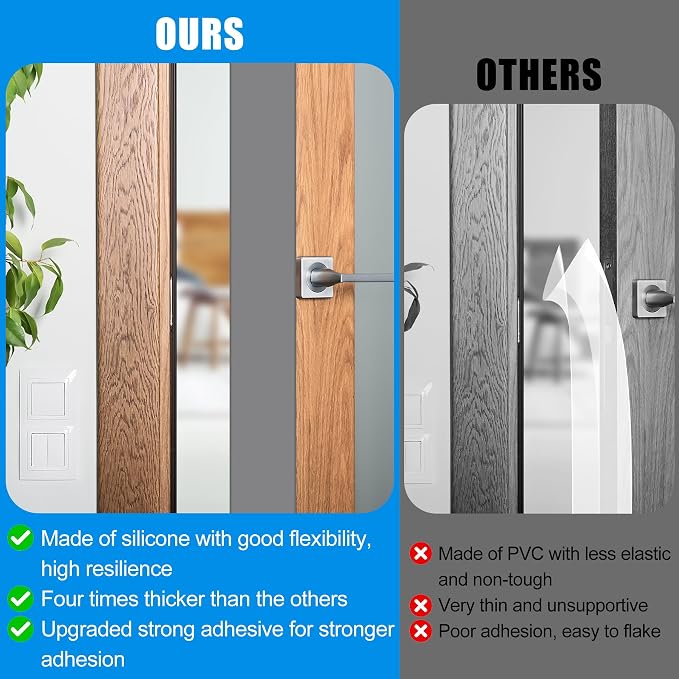 Draft Seal Tape for Doors and Windows 1 in x 40 Ft Silicone Weather Stripping Extra Thick 2mm Door Seal Strip with Strong Adhesive Draft Insulation Stopper Side Seal - Gray