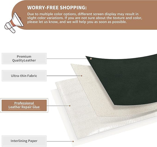 ONine Leather Repair Patch，Self-Adhesive Couch Patch，Multicolor Available Scratch Leather 8X11 Inch Peel and Stick for Sofas, Car Seats Hand Bags Jackets(Green)