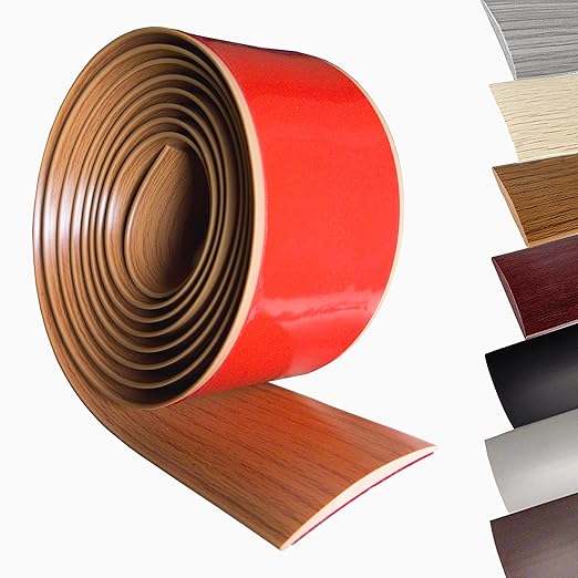 Floor Transition Strip Self-Adhesive Cover Strips Threshold Repair Floor Gap Vinyl Flooring Transitions Laminate Floor Flat Divider Strip Minimalism Oak Wood Grain Design 6.6FT (4cm, Light Brown)