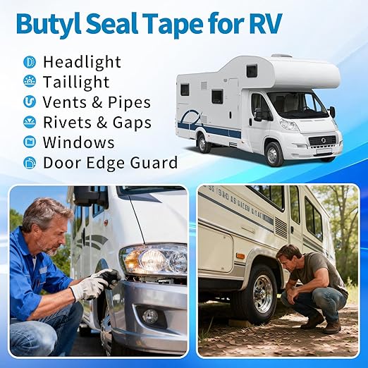 Butyl Tape 1/8" x 3/4" x 30', Double Sided Butyl Sealant Tape for RV, Trailer, Auto, Motorhome, Boat& Home Repair | Strong Adhesive