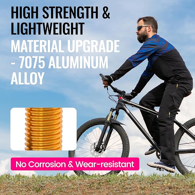 RideNow Tubeless Presta Valve Stems, 85mm Super Light 7075 Aluminum Alloy Presta Tubeless Valve Stem Kit with Valve Core Remover Tool and Valve Stem Caps, Multiple Color and Size Options(Pair), Gold