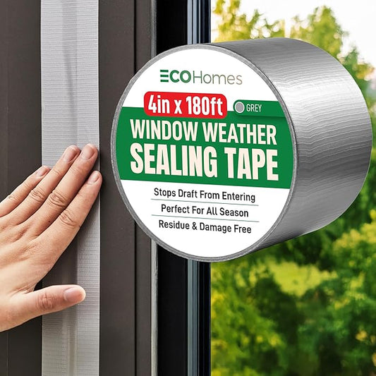 ECOHomes Window Weather Sealing Tape | Winter Weather Stripping Tape to Block Cold Drafts Through Window Gaps and AC Units, Insulation Seal and Draft Blocker for Home (4 Inch by 180 FT, Grey)