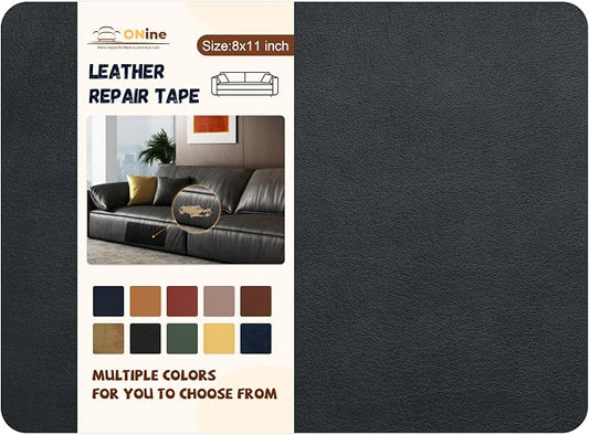 ONine Leather Repair Patch，Self-Adhesive Couch Patch，Multicolor Available Scratch Leather 8X11 Inch Peel and Stick for Sofas, Car Seats Hand Bags Jackets(New Gray)