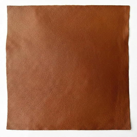 Natural Grain Cow Leathers: 12'' x 12'' Pre-Cut Leather Pieces (Cognac, 1 Piece)