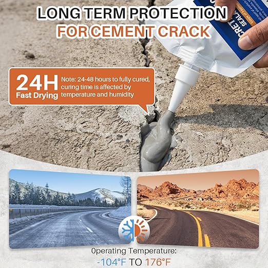 Concrete Crack Filler, Self-Leveling Magic Crack Filler for Concrete, Waterproof Repair Sealant for Cement Driveways, Patio, Sidewalk, Indoor & Outdoor, High Elasticity and Quick-Drying
