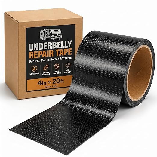 Frienda 4 Inches x 20 Feet RV Underbelly Tape RV Underbelly Material Corrugated Waterproof Flex Belly Tape Thick Adhesive Patch Sealing Mobile Home Camper Travel Trailer Tear Repair