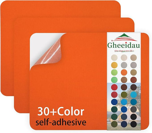 Gheeidau Canvas Repair Patch 9×11 Inch 3Pcs Waterproof Self-Adhesive Fabric Repair Patch for Tents,Boat Cover,Pop Up Canopy,Patio,Bags,Car Seats,Sofas,Furniture Cover(Fluro Orange)