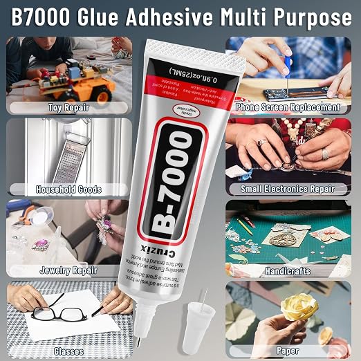 B-7000 Craft Glue for Jewelry Making, Multi-Function B-7000 Super Adhesive Glues Liquid Fusion Glue for Rhinestones Crafts, Clothes Shoes, Fabric, Jewelry Making, Cell Phones (3x25 ml/0.9 oz)
