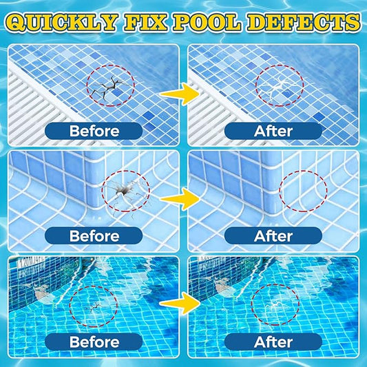 Pool Putty, 2 Part High Strength Epoxy Putty for Underwater or Above Fast Repair Leaks, Cracks, Filling, Pool Putty for Leaks Underwater, Tile, Fiberglass, Concrete, Cement and Other Surfaces