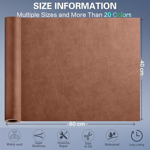 Self Adhesive Leather Repair Patch Kit, 31.4 in x 16 in Large Vinyl Leather Repair Tape for Furniture, Car Seat, Couch, Sofa, Chair Retro Camel