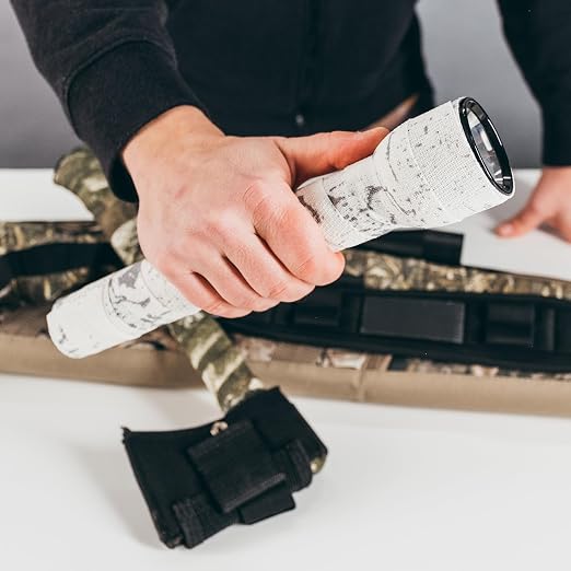 GEAR AID Camo Form Self-Cling and Reusable Fabric Camouflage Wrap, Adds Grip and Shield Hands from Hot or Cold Surfaces to Protect You and Your Equipment, Snow, 2” x 144” Roll, 1 Pack
