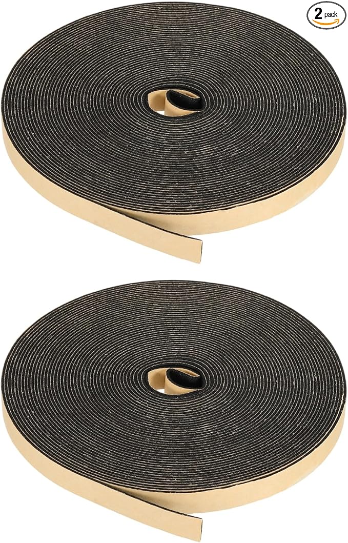 PATIKIL Foam Insulation Tape, 2Pcs 1/2" W x 1/16" t x 32.8FT Self Adhesive Weather Stripping Door Seal Strip for Door Window Air Conditioning, Black
