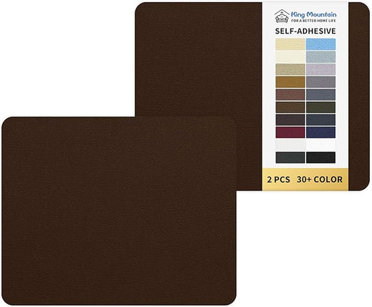 KING MOUNTAIN Canvas Repair Patch 9 x11 Inch 2 Pcs Self-Adhesive Waterproof Fabric Patch for Sofas, Tents, Furniture,Tote Bags, Car Seats (Dark Brown)