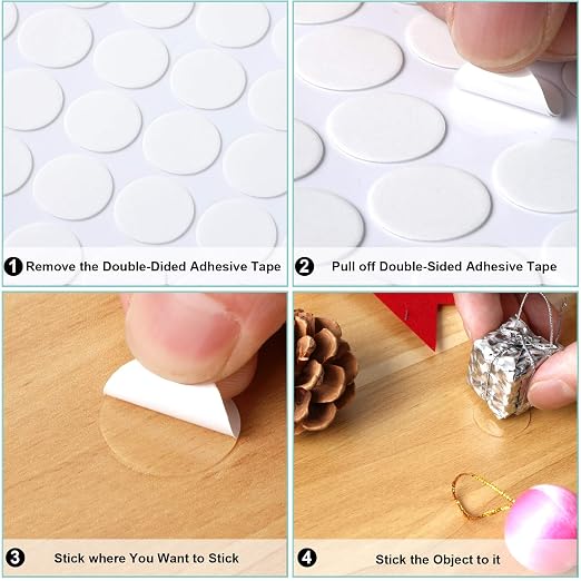 JANYUN 280Pcs Sticky Dot Stickers Clear Putty Sticky Tack for Decoration | 20mm Removable Sticky Tack Putty, No Trace Waterproof Transparent Poster Tape for Wall Decor Photos Party Balloons Crafts