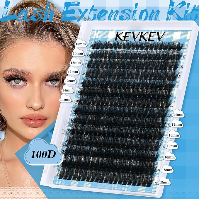 Lash Clusters 3D Volume Eyelash Clusters 10-18mm 100D Thick Individual Lashes280pcs D Curly Cluster Eyelash Extensions Soft DIY Lash Extension At Home(0.05D,100D)