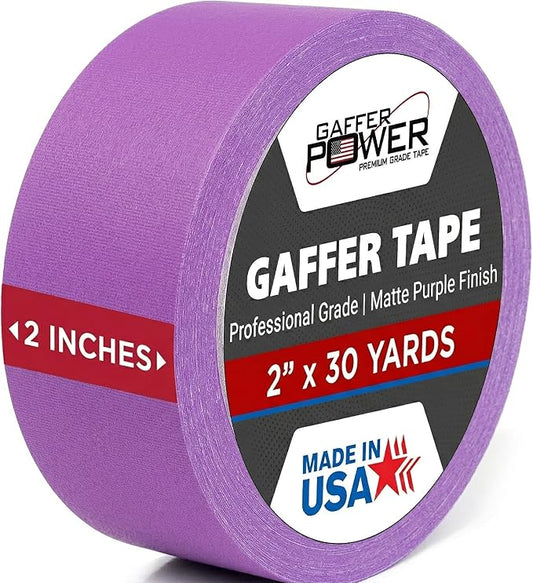 Gaffer Power Purple Gaffer Tape – Professional Grade, Made in USA, Heavy Duty, Non-Reflective, Easy Tear, Clean Removal, Multipurpose Cloth Tape for Stage, Home & Organization – 2 Inch x 30 Yards