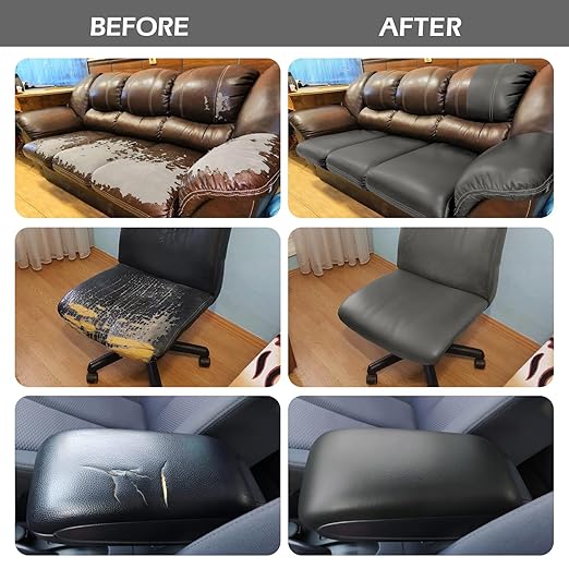BSZHTECH Leather Repair Tape Self-Adhesive Leather Repair Patch for Couch Furniture Sofas Car Seats Advanced PU Vinyl Leather Repair Kit (Grey, 3.9X79 inch)