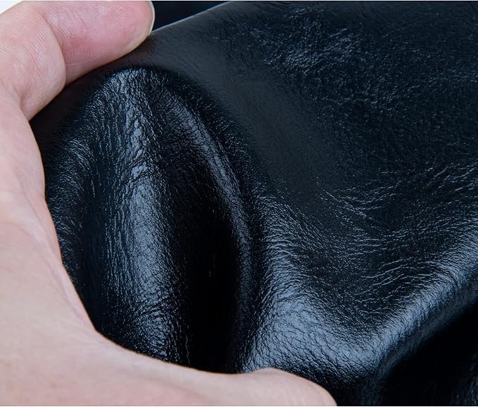 Faux Leather Fabric Sheet, 36 x 54 Inches, Texture Synthetic Material for DIY Crafts, Leather earings,Upholstery, Automotive, Sofa Projects Individual 1 Yard Cut (Black, One Yard)