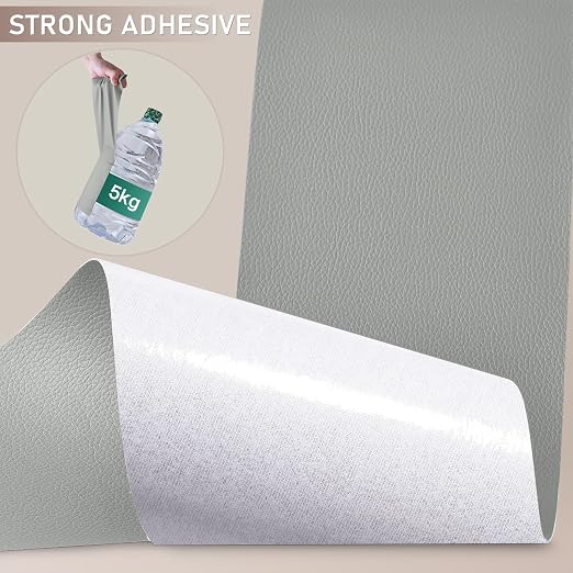 Self-Adhesive Leather Repair Patch, Vinyl Leather Repair kit for Furniture, Leather Repair Tape for Car seat, Couch, Furniture 4" x 63" Grey
