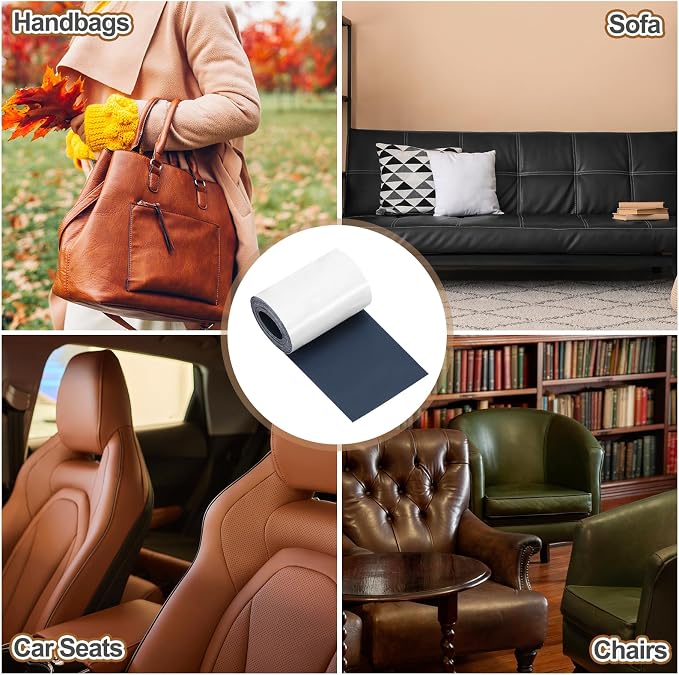 MECCANIXITY Leather Repair Patch 3"x60" Self-Adhesive Leather Vinyl Repair Tape Kit for Furniture Couches Sofa Chair Car Boat Seats Jackets, Navy Blue