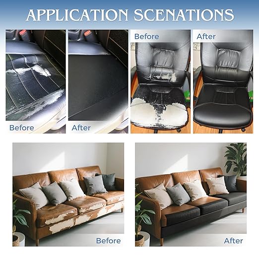 BSZHTECH Leather Repair Tape Self-Adhesive Leather Repair Patch for Couch Furniture Sofas Car Seats Advanced PU Vinyl Leather Repair Kit(Black, 23.6 X 79 inch)