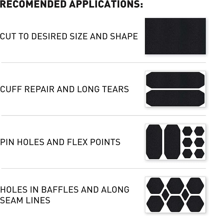 GEAR AID Tenacious Tape Repair Patches – Peel-and-Stick Nylon Gear Patches for Jackets, Tents, Sleeping Bags, Backpacks, and Outdoor Gear – Fix Rips, Tears, and Holes, 19 Various Sizes, Coyote