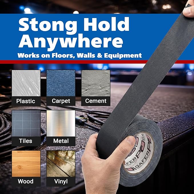 Gaffer Power Black Gaffer Tape 2” x 30 Yards (24 Rolls) – No Residue, Bulk Case, Made in USA, Professional Grade Matte Cloth Tape for Stage, Film & Cable Management