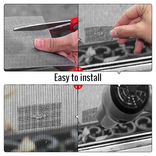 Matenf Window Screen Repair Patch, 10 Patches, 4"*1.9" & 1.9"*1.9", Gray, 3-Layer Strong Adhesive Window Screen Mesh Tape, Repair Kit for Window and Door Screen Tears Holes