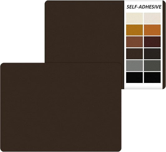 IANZE 2Pcs Leather Repair Patch, Self Adhesive Leather Repair Patch for Car Seats, Couches, Furniture, Sofa, Handbags, Office Chair (Dark Brown)