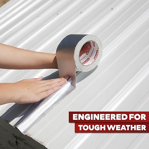 XFasten Super Waterproof Aluminum Butyl Tape, 2-Inch x 33-Foot, Aluminum Foil Tape with Butyl Rubber Adhesive for Window and Metal Roof Flashing, Patching and Gutter Leak Repair
