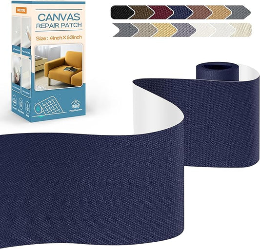 KING MOUNTAIN Canvas Repair Tape,Outdoor Gear Patch, 4×63 Inches,Waterproof,Self-Adhesive for Repairing Boat Covers,Sun Shades,Sofas,Tents,Lounge Chairs,Awnings (Dark Blue)