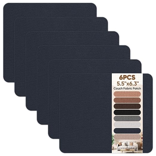 Suede Couch Patch Repair Fabric,6-Piece Self-Adhesive Microfiber Patches，Quick Fix Sofa Chair Car Seat,Furniture,Upholstery Repair Kit. (Dark Blue)
