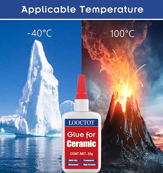 LOOCTOT 30g Ceramic Glue,China Porcelain and Pottery Repair,Super Instant Glue Bonding Between Ceramics,No Smell After Cure,Waterproof Clear
