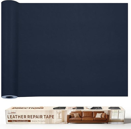 ONine Leather Repair Tape,Self Adhesive Leather Repair Patch,Leather Patches for Furniture,Sofa,Car Seats,Office Chair. Vinyl Repair Kit 16x48in(Blue)